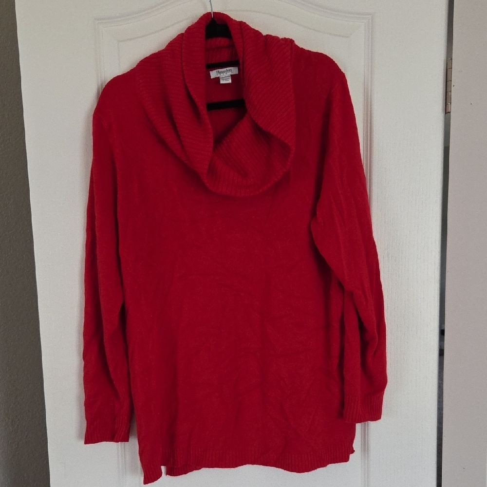 Hampshire Studio Red Cowl Neck Long Sleeve Sweater Size 1X